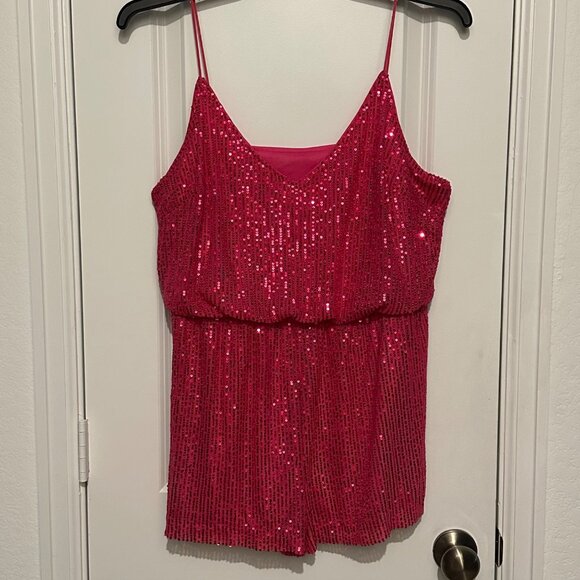Pink Sequin Sleeveless Romper 2XL - Picture 1 of 7